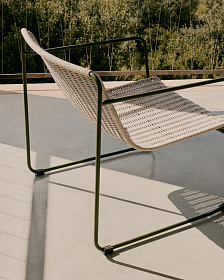 Кресло Maurina из оцинкованной стали зеленого цвета и серой веревки