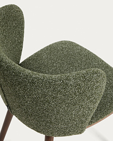 Стул Ciselia из темно-зеленого шенилла с ножками из ясеня в отделке орех