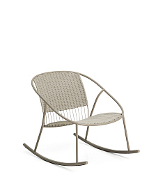 Кресло-качалка уличное Atrani из стали и веревки бежевого цвета