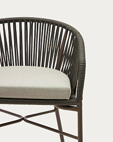 Стул полубарный Yanet из зеленой веревки, высота 65 см