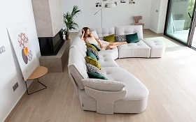 Модульный диван Arianne Plus U1 + S1 + 2M + R + PT, ножки черный пластик 3/6 см