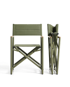 Складной уличный стул Tisno из зеленого алюминия и зеленого текстиля