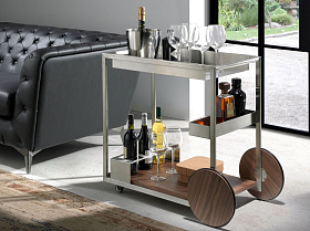Тележка для мини-бара C1701/3116 из стали и орехового дерева