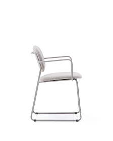 Стул Meli из бежевого шенилла с бежевой металлической структурой