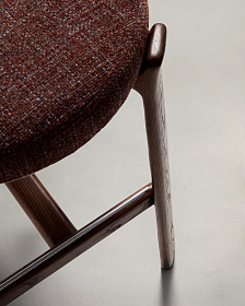 Барный стул Granite из коричневой синели и ясеня с отделкой орех 75 см