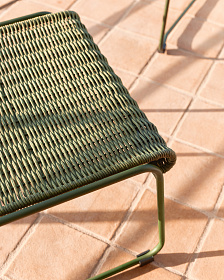 Скамейка для ног Maurina из оцинкованной стали зелёного цвета и зелёного шнура 58 x 52,5 см