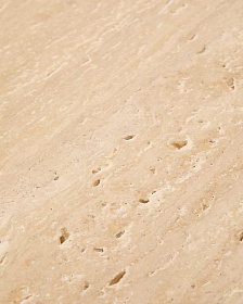 Журнальный столик Pirita из бежевого травертина с ножками из дуба натурального цвета, 147 x 65 см 