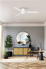 Потолочный вентилятор PUNT TUB M Ш1300MM белый 3 P LED 18W TUYA