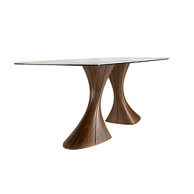 Обеденный стол 1174 овальный с мраморной керамикой и орехом