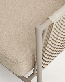 Двухместный уличный диван Zivia из веревки цвета экрю и стали таупе 178 см