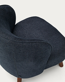 Кресло Ulit из сине-серой синели с ножками из ясеня с отделкой под орех