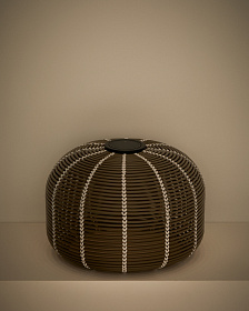 Уличный светильник Garoina солнечных батареях из искусственного ротанга цвета таупе 50 см