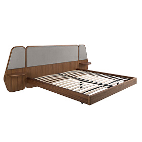 Кровать 7175 из ореха и серой ткани для матраса 180x200 см