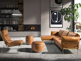 Пуф из кожи цвета Camel 5172 