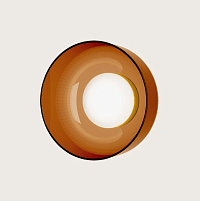 Настенный светильник Ipon золотой металл, янтарный плафон