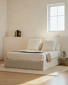 Основание кровати Nelzi из шенилла цвета экрю для матраса 180 x 200 см