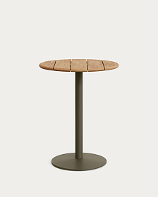 Уличный стол Esilda зеленой стали и акации Ø80 см