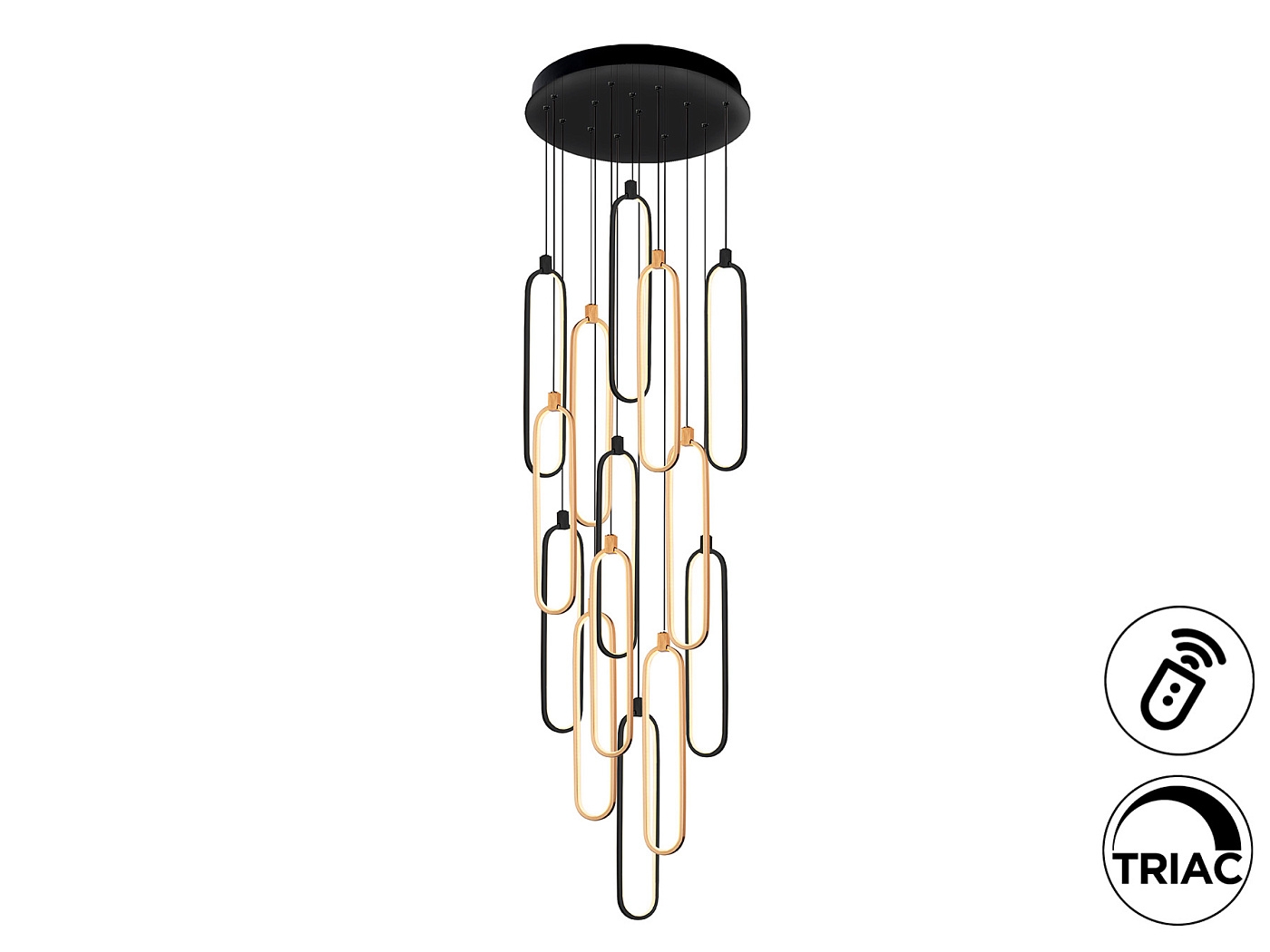 Colette Люстра 14L черный/розовое золото