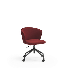 Поворотный стул Add на колесиках красный с подлокотниками