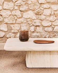 Журнальный столик Drasi из цемента с отделкой под травертин 140 x 70 см