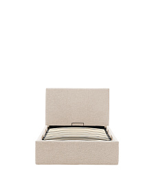 Кровать Nahiri бежевого цвета из шенилла с ящиком для хранения 90 x 200 см