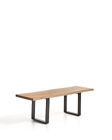 Скамейка Uxue из массива акации с черными стальными ножками, 140 x 45 см