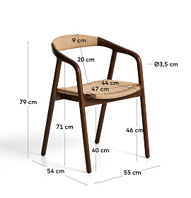 Уличный стул Derile из массива дуба в отделке орех и бежевой веревки