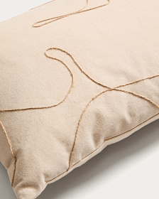 Чехол для подушки Dibel из хлопка цвета экрю с бежевой вышивкой, 30 x 50 см