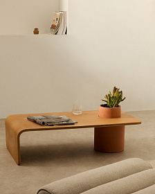 Журнальный столик Olaria терракотовый с дубовым шпоном натуральной отделки 110 x 60