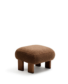 Пуф Cabana Taupe Boucle с ножками в отделке орех 65x55,4 