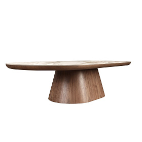 Журнальный стол 2160 из керамики в мраморной отделке и ореха