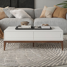 Журнальный столик MARBELLA шпон ореха F, матовый лак RAL9002