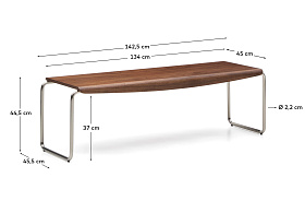 Скамья Tarsel из 100% орехового шпона с конструкцией из матовой стали