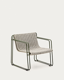 Кресло Maurina из оцинкованной стали зелёного цвета и зелёным шнуром