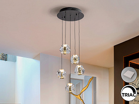 Люстра Zaria 5L- черный/золотой D30 DIM