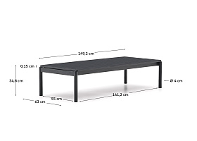 Журнальный столик Sorells из серого алюминия 63 x 149 см