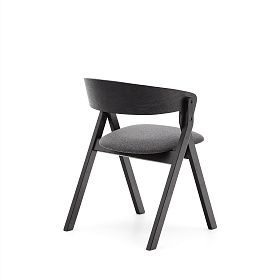 Стул Godia из дерева с черной отделкой и серым шениллом