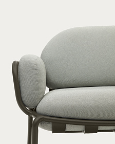 Уличный диван Joncols из серой ткани и зеленым алюминиевым каркасом 164 см