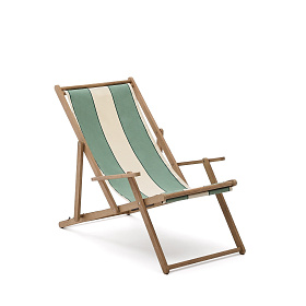 Vilara Складной шезлонг для улицы в полоску зеленого и бежевого цвета