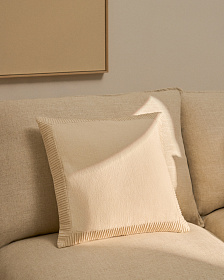Чехол для подушки Luadia из хлопка цвета экрю с плиссировкой, 50 x 50 см