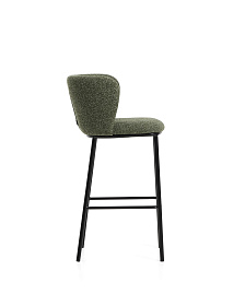 Барный стул Ciselia из темно-зеленого шенилла с ножками из черной стали