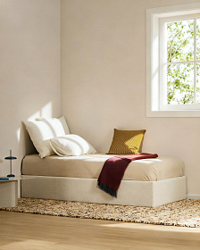 Основание кровати Nelzi из шенилла цвета экрю для матраса 90 x 200 см