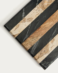 Сервировочная доска Surne из черного и бежевого мрамора 30 x 18 см