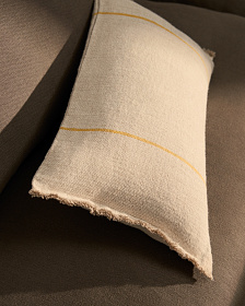 Чехол для подушки Lidore из бежевого льна с желтыми полосами, 30 x 50 см