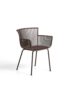 Уличный стул Surpika из пластика и коричневой стали