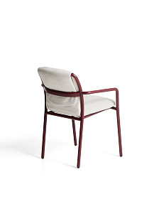 Уличный стул Linosa из бордового алюминия с бежевой подушкой