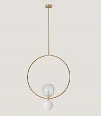 Подвесной светильник Level золотой 60 см, плафоны 1302/200/прозрачный, 1302/140/OPAL