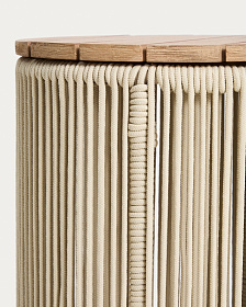 Уличчный столик Dandara из стали, веревки цвета экрю и массива акации Ø40 см