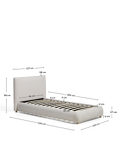 Кровать Elero из шенилла цвета экрю для матраса 90 x 200 см