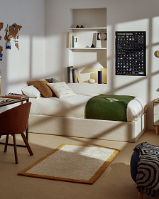 Основание кровати Nelzi из шенилла цвета экрю для матраса 160 x 200 см